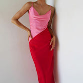 Strawberry Fields – Midikleid aus Satin mit diagonalem Einsatz